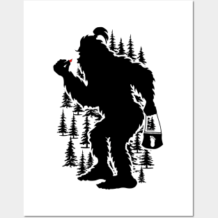 Funny Bigfoot Silhouette Posters and Art